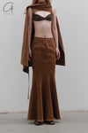 OUDE WAAG Washing Denim Fish Tail Skirt OW-23SS-SK04 reddish brown